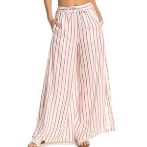 Onia Chloe Orange & Metallic Striped Wide Leg Pants